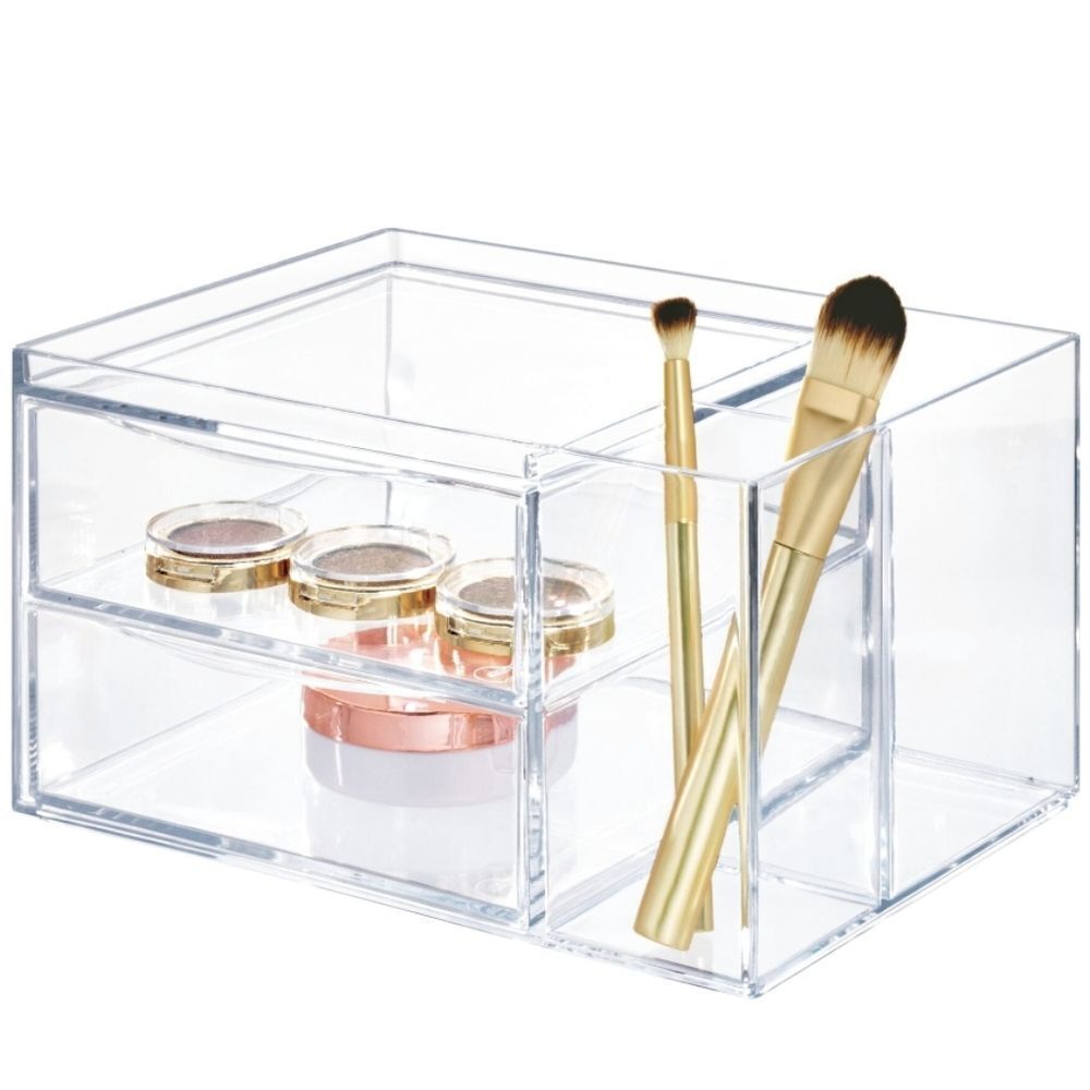 IDesign Chloe Clear Two Drawer Side Divider Organizer